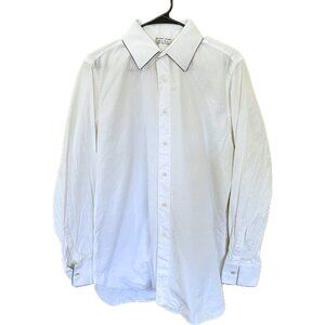 d. Fine Mirage Bellagio Men’s White Dress Shirt 41/16 – Black Trim, Long Sleeve